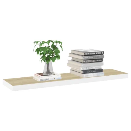 Étagère flottante murale Chêne et blanc 90x23,5x3,8 cm MDF