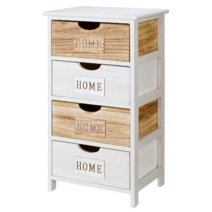 Caisson à Tiroirs Gift Decor HW6650-4D Home Blanc Marron 40 x 73,5 x
