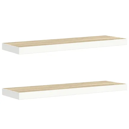 Étagères flottantes 2 pcs Chêne et blanc 90x23,5x3,8 cm MDF 2