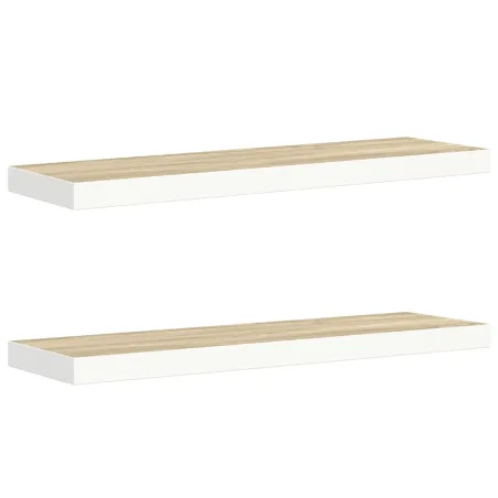 Étagères flottantes 2 pcs Chêne et blanc 90x23,5x3,8 cm MDF