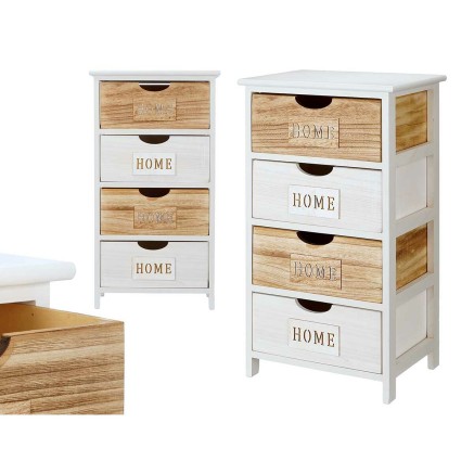 Caisson à Tiroirs Gift Decor HW6650-4D Home Blanc Marron 40 x 73,5 x 2
