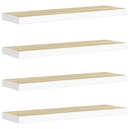 Étagères flottantes 4 pcs Chêne et blanc 90x23,5x3,8 cm MDF 2