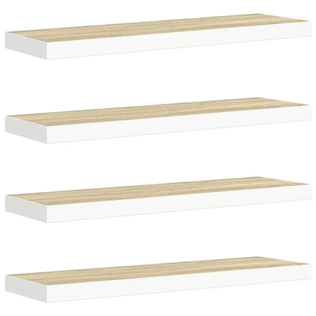 Étagères flottantes 4 pcs Chêne et blanc 90x23,5x3,8 cm MDF
