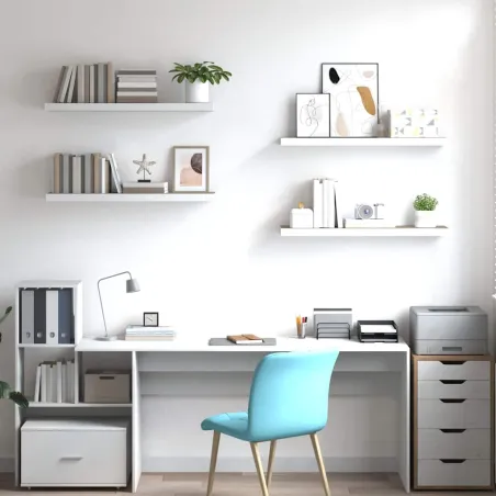 Étagères flottantes 4 pcs Chêne et blanc 90x23,5x3,8 cm MDF