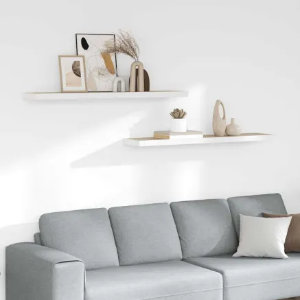 Étagères flottantes 2 pcs chêne et blanc 120x23,5x3,8 cm MDF