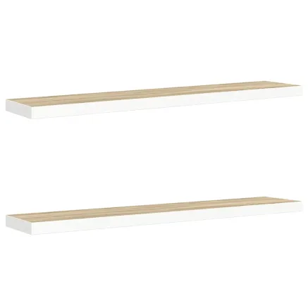 Étagères flottantes 2 pcs chêne et blanc 120x23,5x3,8 cm MDF 2