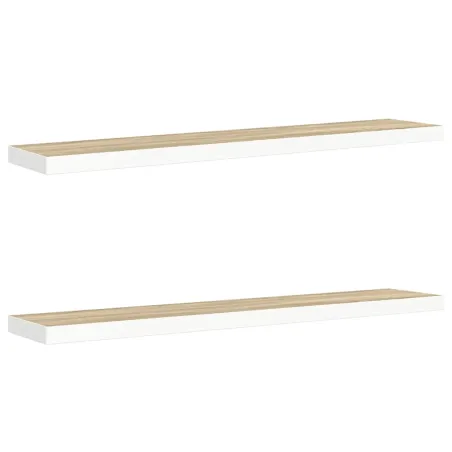 Étagères flottantes 2 pcs chêne et blanc 120x23,5x3,8 cm MDF