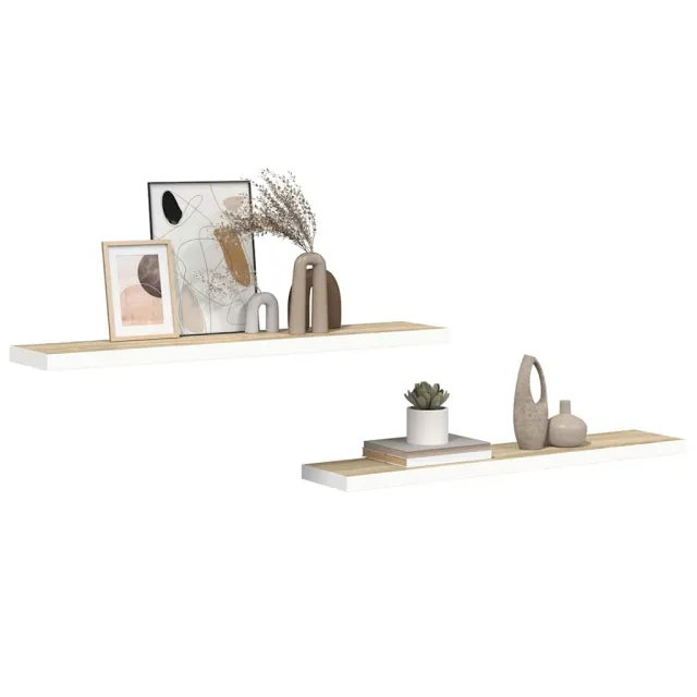 Étagères flottantes 2 pcs chêne et blanc 120x23,5x3,8 cm MDF