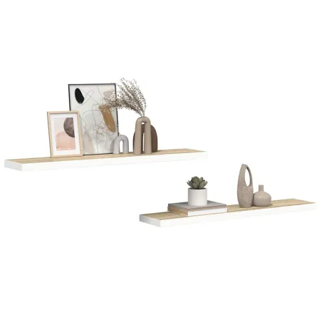 Étagères flottantes 2 pcs chêne et blanc 120x23,5x3,8 cm MDF