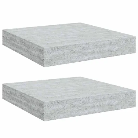 Étagères murales flottantes 2 pcs gris béton 23x23,5x3,8 cm MDF