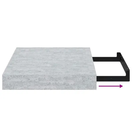 Étagères murales flottantes 2 pcs gris béton 23x23,5x3,8 cm MDF