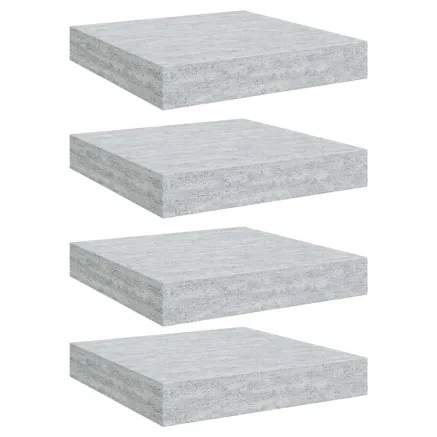 Étagères murales flottantes 4 pcs gris béton 23x23,5x3,8 cm MDF 2