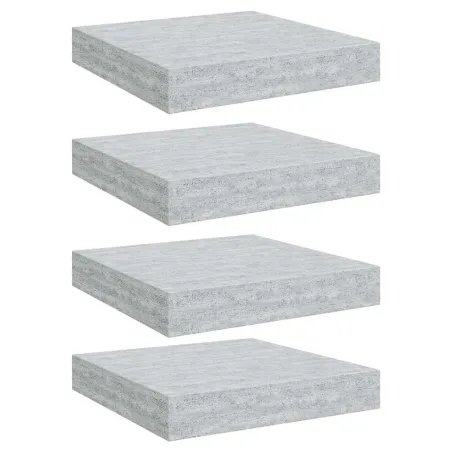 Étagères murales flottantes 4 pcs gris béton 23x23,5x3,8 cm MDF