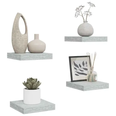Étagères murales flottantes 4 pcs gris béton 23x23,5x3,8 cm MDF