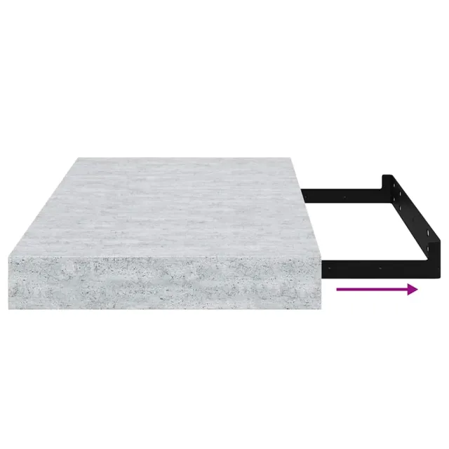 Étagère murale flottante gris béton 40x23x3,8 cm MDF