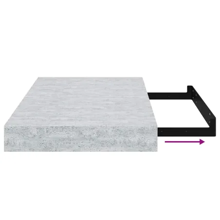 Étagère murale flottante gris béton 40x23x3,8 cm MDF