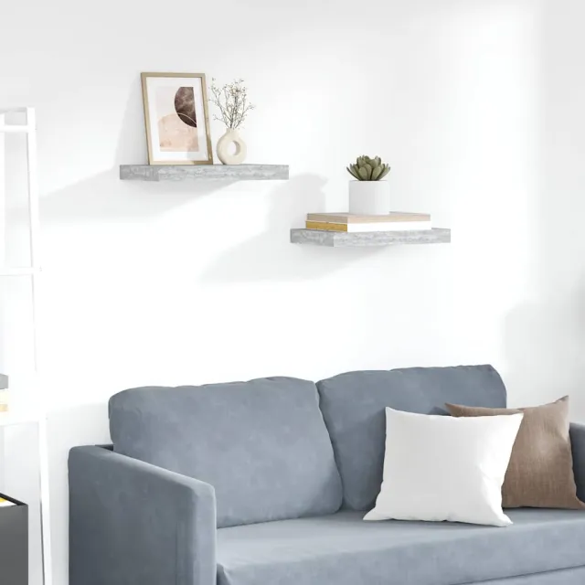 Étagères murales flottantes 2 pcs gris béton 40x23x3,8 cm MDF