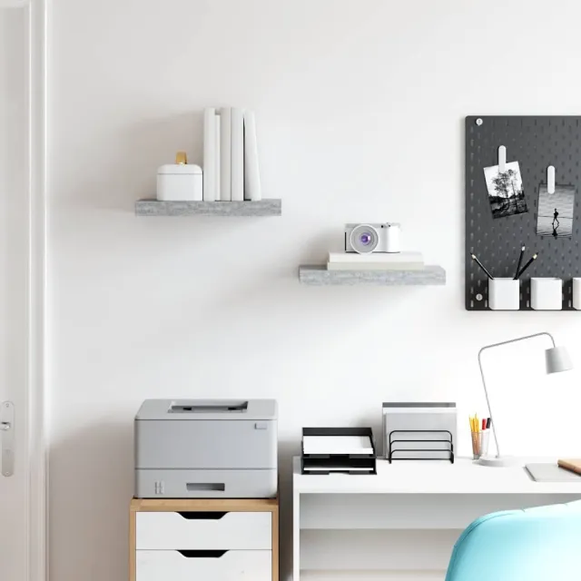 Étagères murales flottantes 2 pcs gris béton 40x23x3,8 cm MDF