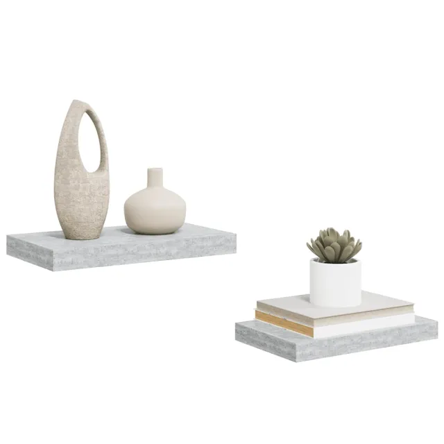 Étagères murales flottantes 2 pcs gris béton 40x23x3,8 cm MDF