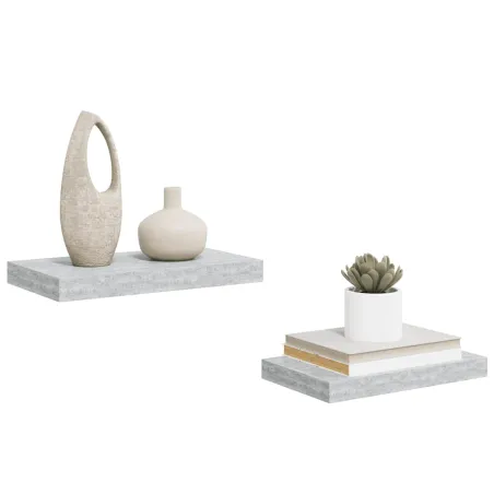 Étagères murales flottantes 2 pcs gris béton 40x23x3,8 cm MDF
