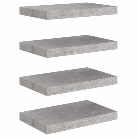 Étagères murales flottantes 4 pcs gris béton 40x23x3,8 cm MDF 2