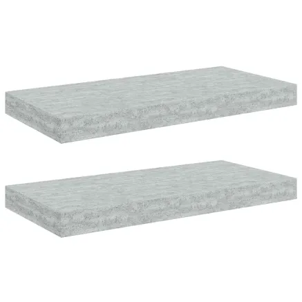 Étagères murales flottantes 2 pcs gris béton 50x23x3,8 cm MDF 2