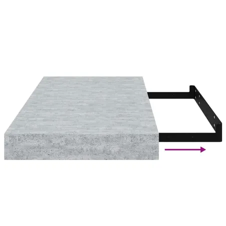 Étagères murales flottantes 2 pcs gris béton 50x23x3,8 cm MDF