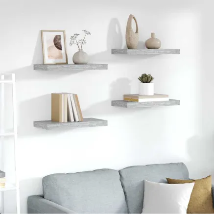 Étagères murales flottantes 4 pcs gris béton 50x23x3,8 cm MDF
