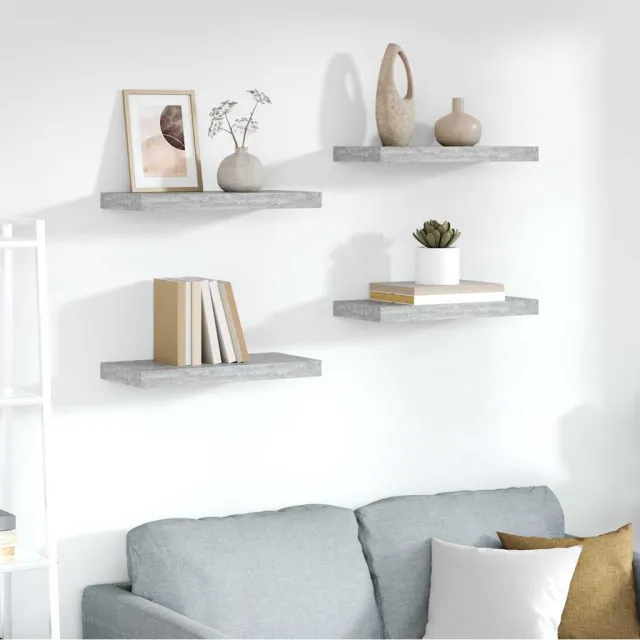 Étagères murales flottantes 4 pcs gris béton 50x23x3,8 cm MDF
