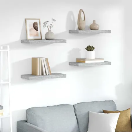 Étagères murales flottantes 4 pcs gris béton 50x23x3,8 cm MDF