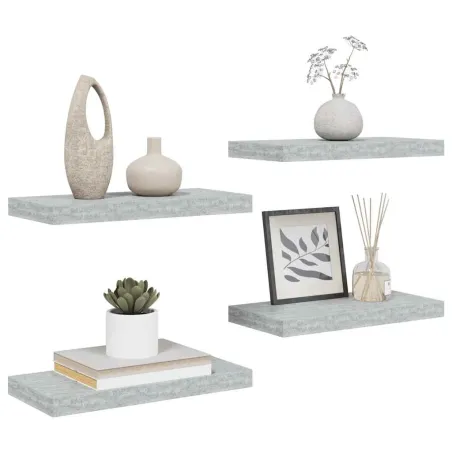 Étagères murales flottantes 4 pcs gris béton 50x23x3,8 cm MDF