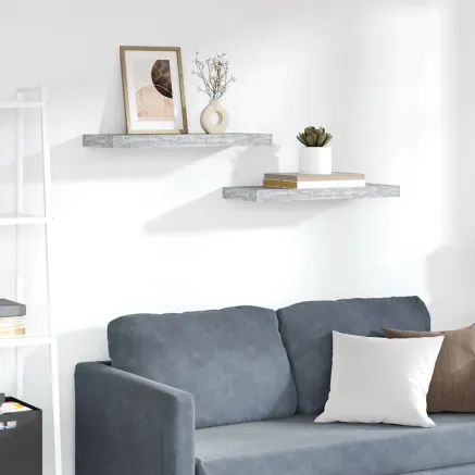 Étagères murales flottantes 2 pcs gris béton 60x23,5x3,8 cm MDF