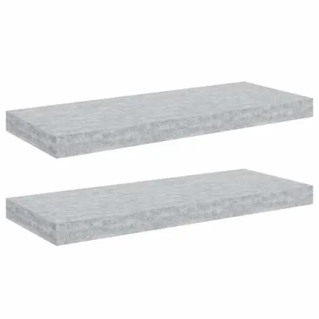 Étagères murales flottantes 2 pcs gris béton 60x23,5x3,8 cm MDF