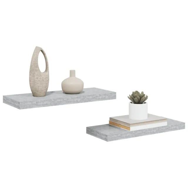 Étagères murales flottantes 2 pcs gris béton 60x23,5x3,8 cm MDF