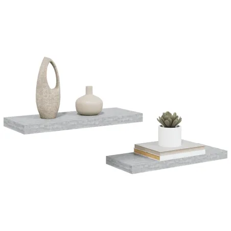 Étagères murales flottantes 2 pcs gris béton 60x23,5x3,8 cm MDF