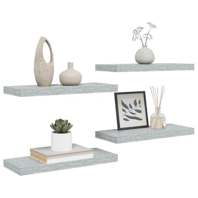 Étagères murales flottantes 4 pcs gris béton 60x23,5x3,8 cm MDF