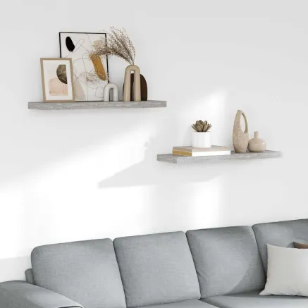 Étagères murales flottantes 2 pcs gris béton 80x23,5x3,8 cm MDF