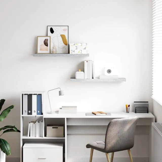 Étagères murales flottantes 2 pcs gris béton 80x23,5x3,8 cm MDF