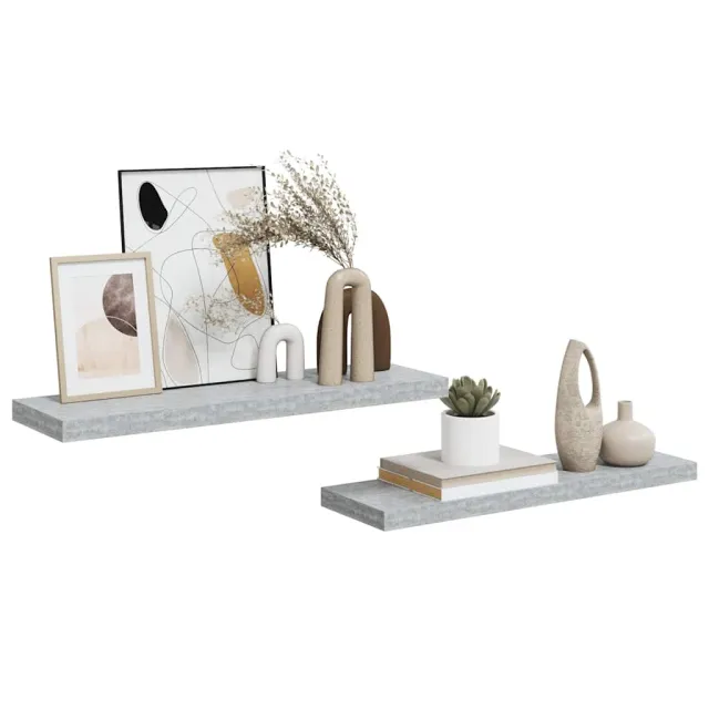 Étagères murales flottantes 2 pcs gris béton 80x23,5x3,8 cm MDF