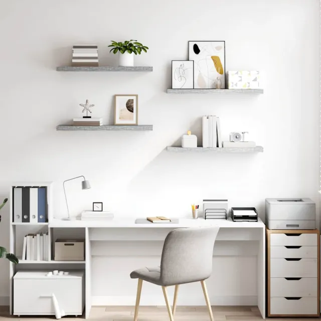 Étagères murales flottantes 4 pcs gris béton 80x23,5x3,8 cm MDF