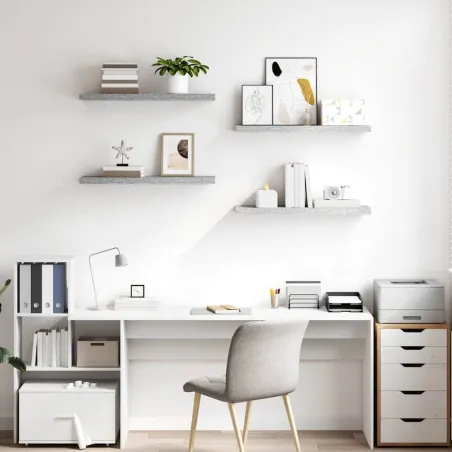 Étagères murales flottantes 4 pcs gris béton 80x23,5x3,8 cm MDF