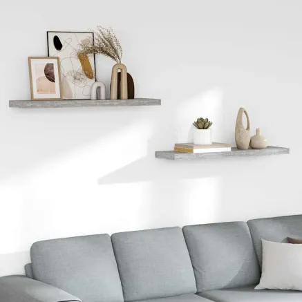 Étagères murales flottantes 2 pcs Gris béton 90x23,5x3,8cm MDF