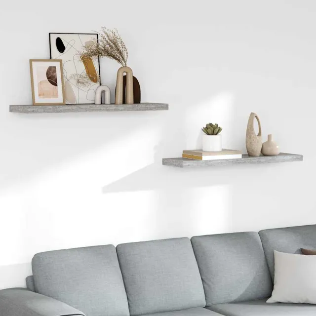 Étagères murales flottantes 2 pcs Gris béton 90x23,5x3,8cm MDF