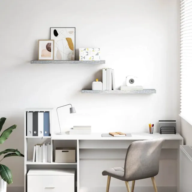 Étagères murales flottantes 2 pcs Gris béton 90x23,5x3,8cm MDF