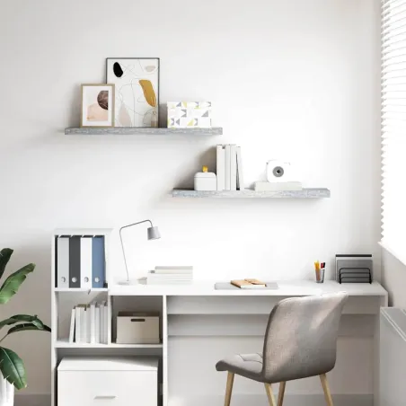 Étagères murales flottantes 2 pcs Gris béton 90x23,5x3,8cm MDF