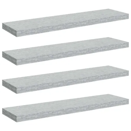 Étagères murales flottantes 4 pcs Gris béton 90x23,5x3,8cm MDF