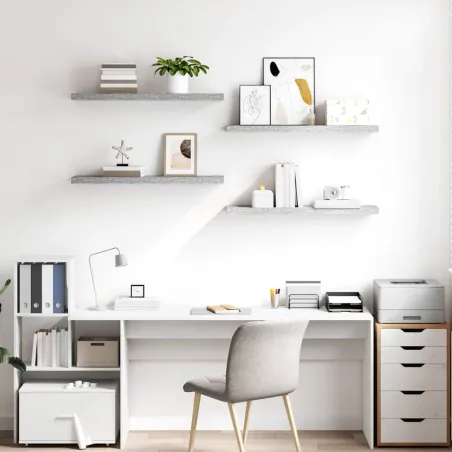 Étagères murales flottantes 4 pcs Gris béton 90x23,5x3,8cm MDF