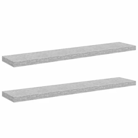 Étagères murales flottantes 2 pcs gris béton 120x23,5x3,8cm MDF