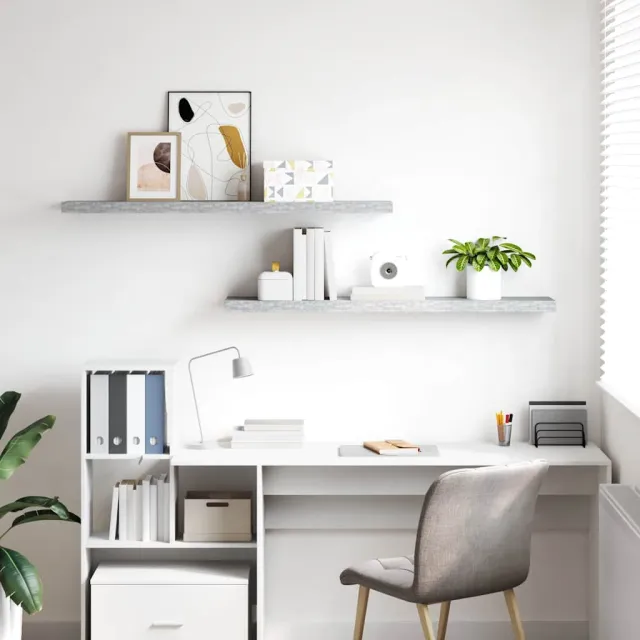 Étagères murales flottantes 2 pcs gris béton 120x23,5x3,8cm MDF