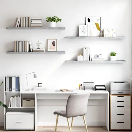 Étagères murales flottantes 4 pcs gris béton 120x23,5x3,8cm MDF